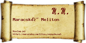 Maracskó Meliton névjegykártya